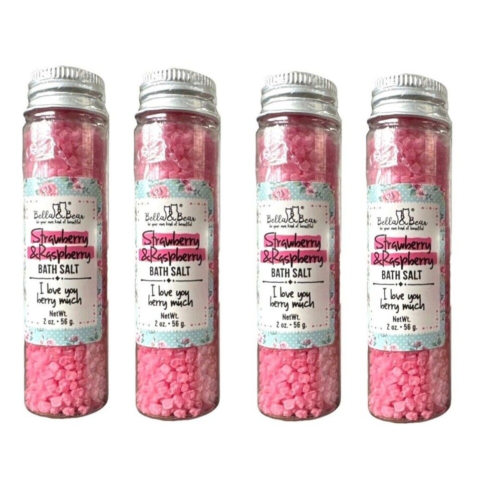 Lot of 4 Bella Bears Unicorn Dreams Strawberry & Raspberry Bath Salt Travel Size